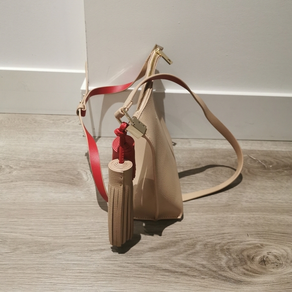 New Kate Spade tan and red leather cross body bag - Picture 3 of 10